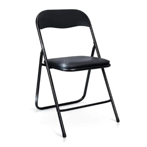 Chaise pliante bureau réunion simili cuir noir – Lot de 4