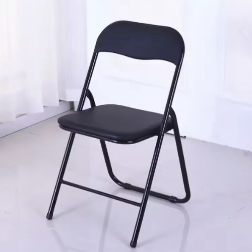Chaise pliante bureau réunion simili cuir noir – Lot de 4