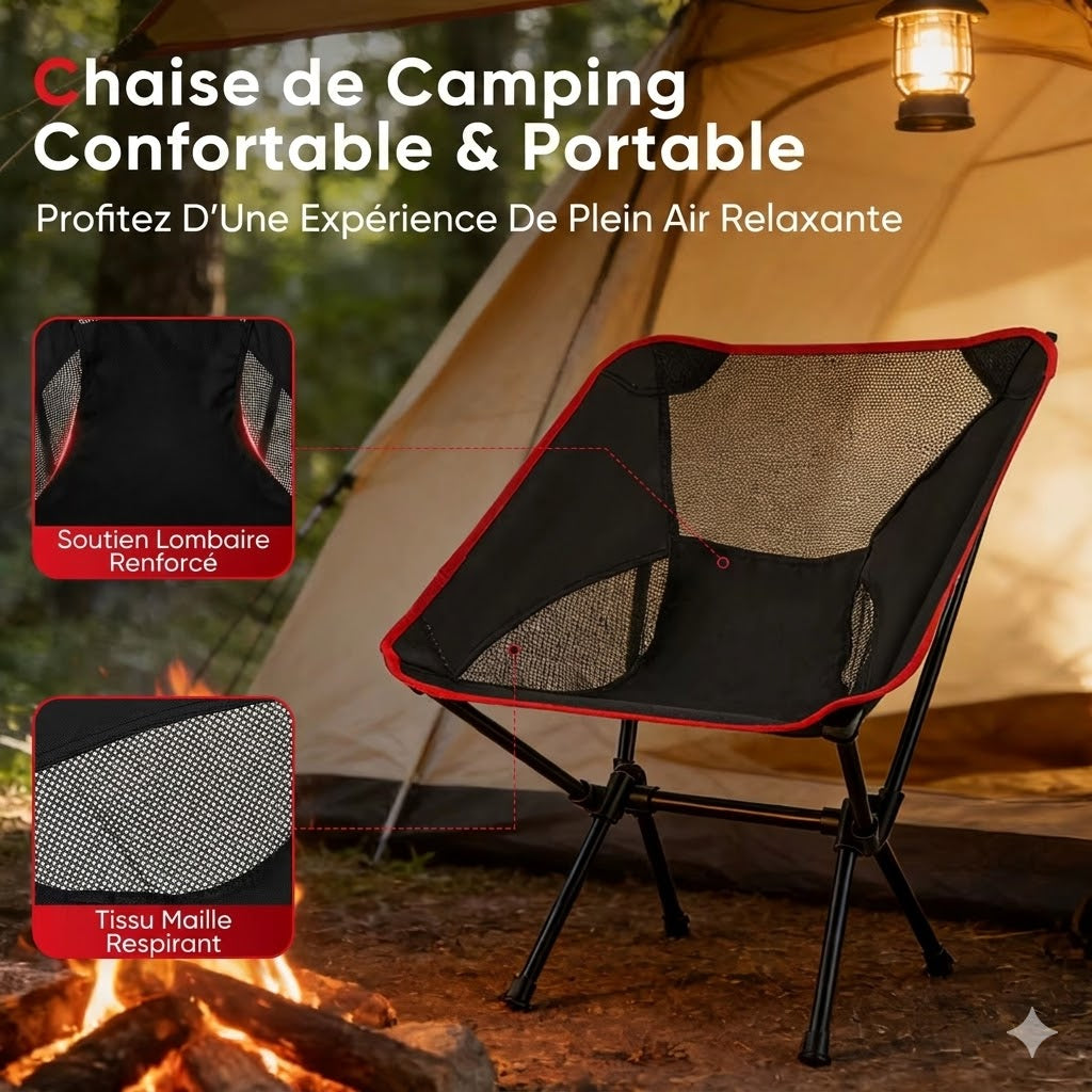 Chaise pliante camping légère ergonomique Oxford & maille