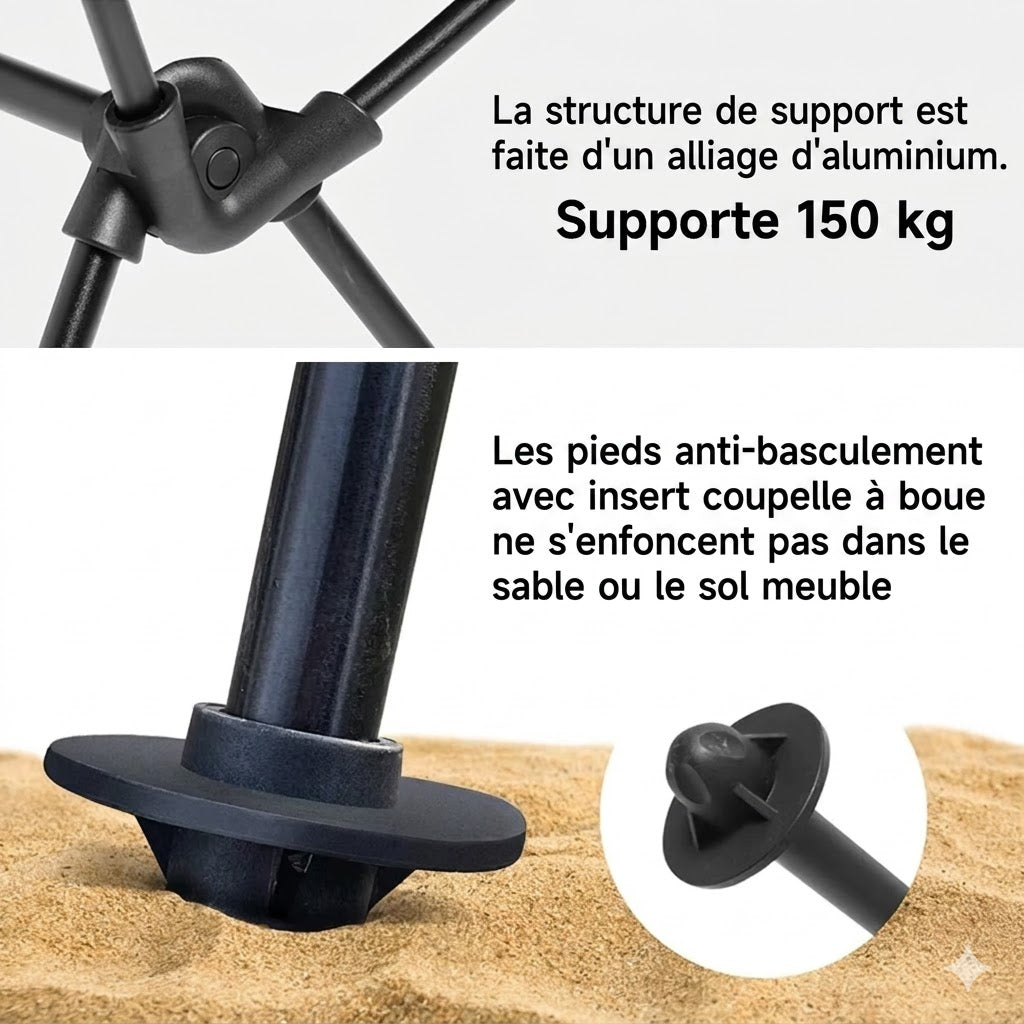 Chaise pliante camping légère portable avec sac de transport inclus