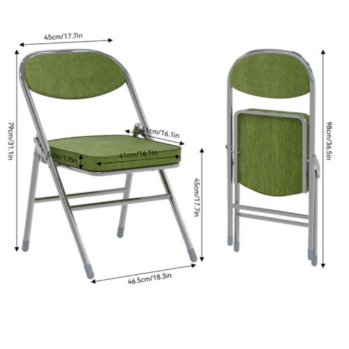 Chaise pliante salle à manger rembourrée velours côtelé – Lot de 2 ou 4