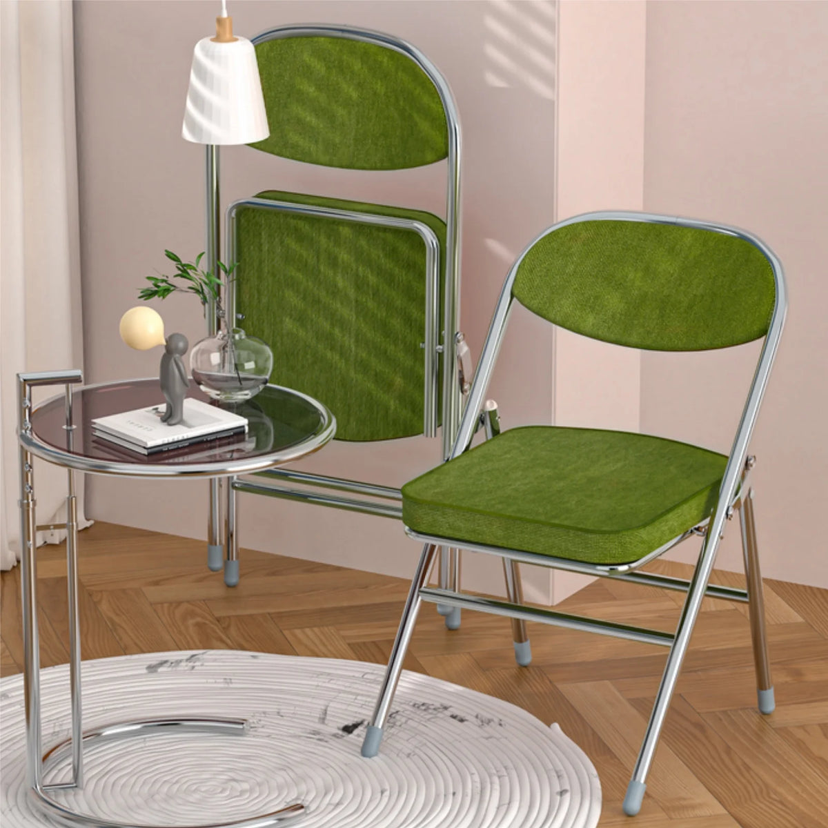 Chaise pliante salle à manger rembourrée velours côtelé – Lot de 2 ou 4