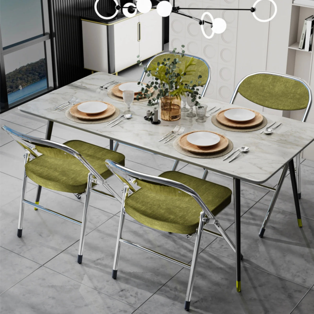 Chaise pliante salle à manger rembourrée velours côtelé – Lot de 2 ou 4