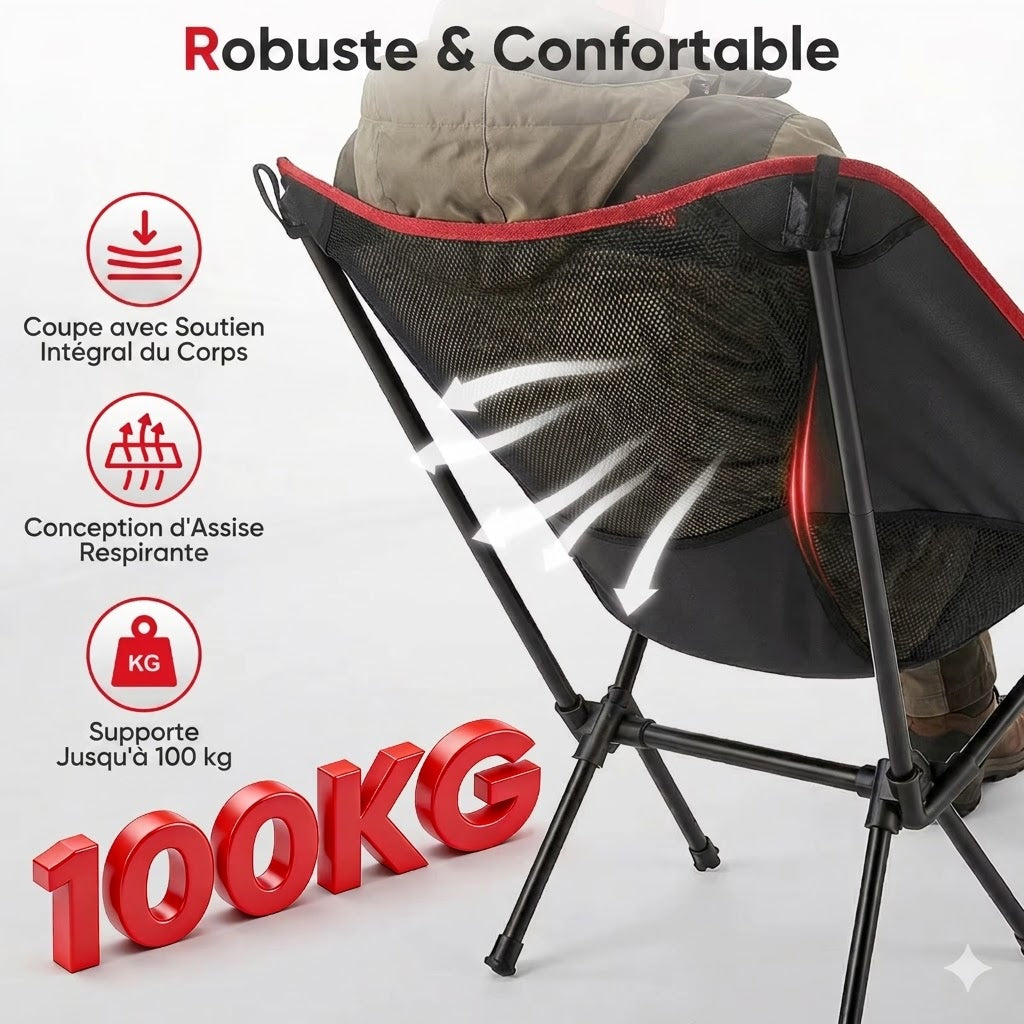 Chaise pliante camping légère ergonomique Oxford & maille